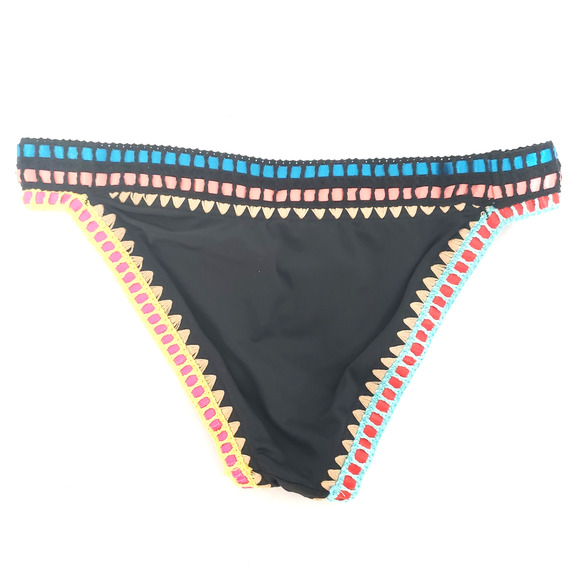 Bar III Women SIZE XS Be Weave It Cheeky Bikini Swim Bottoms Black Crochet Color - Picture 7 of 8